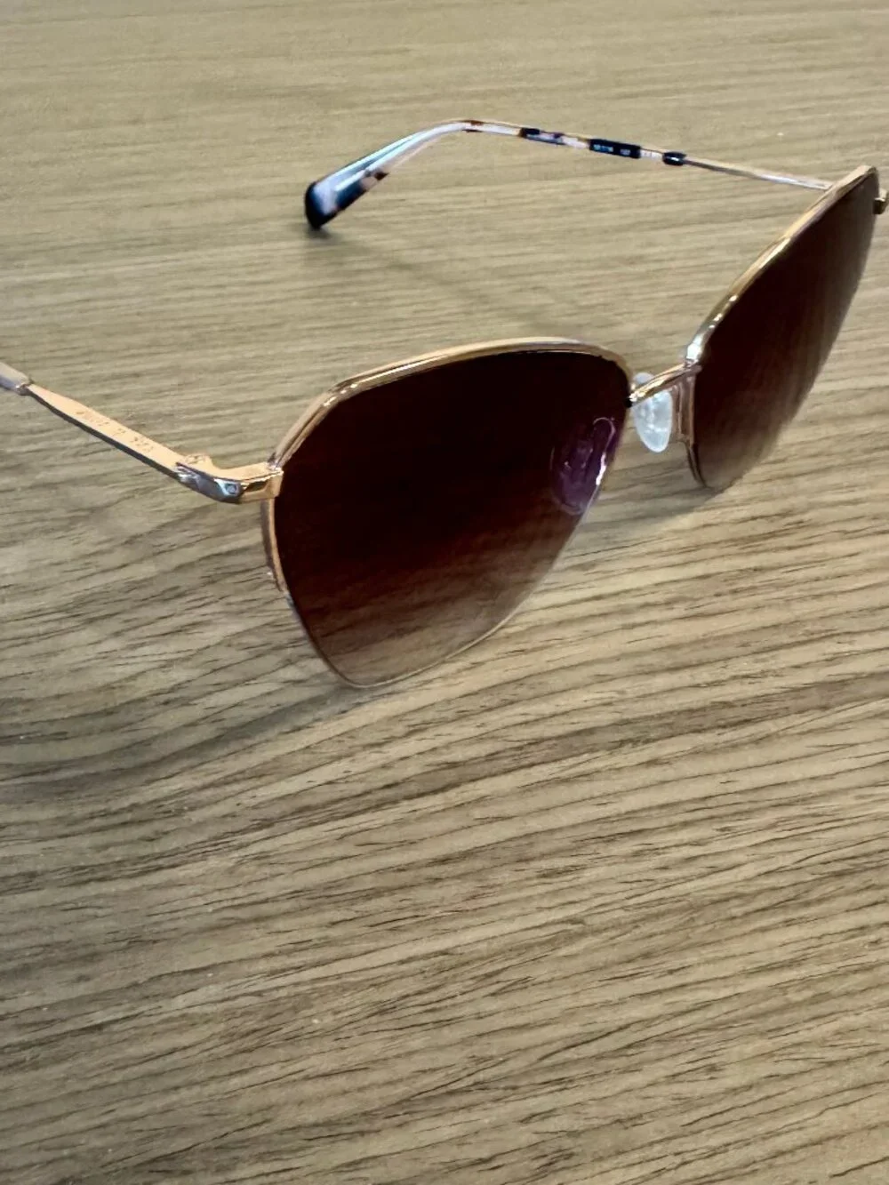 rag & bone Women's Hexagon Metal Sunglasses w/ Case Gold Brown Gradient